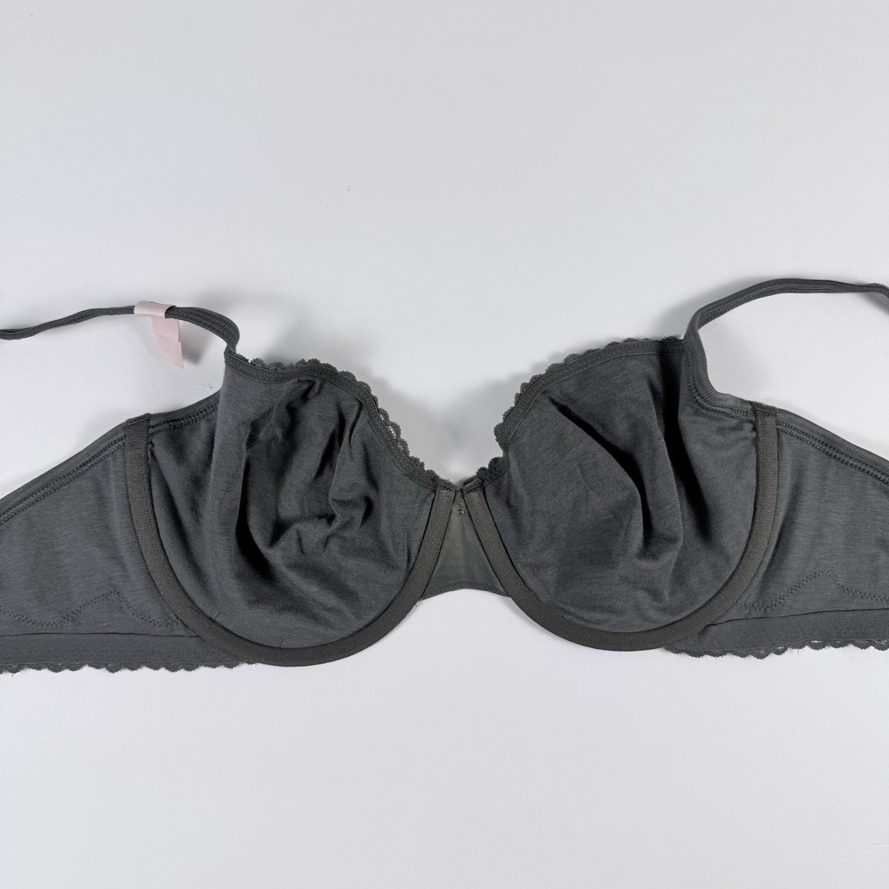 Victoria's Secret T-Shirt Cotton Shadow Stripe Unlined Demi Gray Bra 38C NWT - Picture 4 of 5